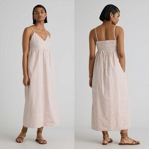 Quince Terracotta White Stripe 100% Organic Cotton Sleeveless Maxi Dress Sz L